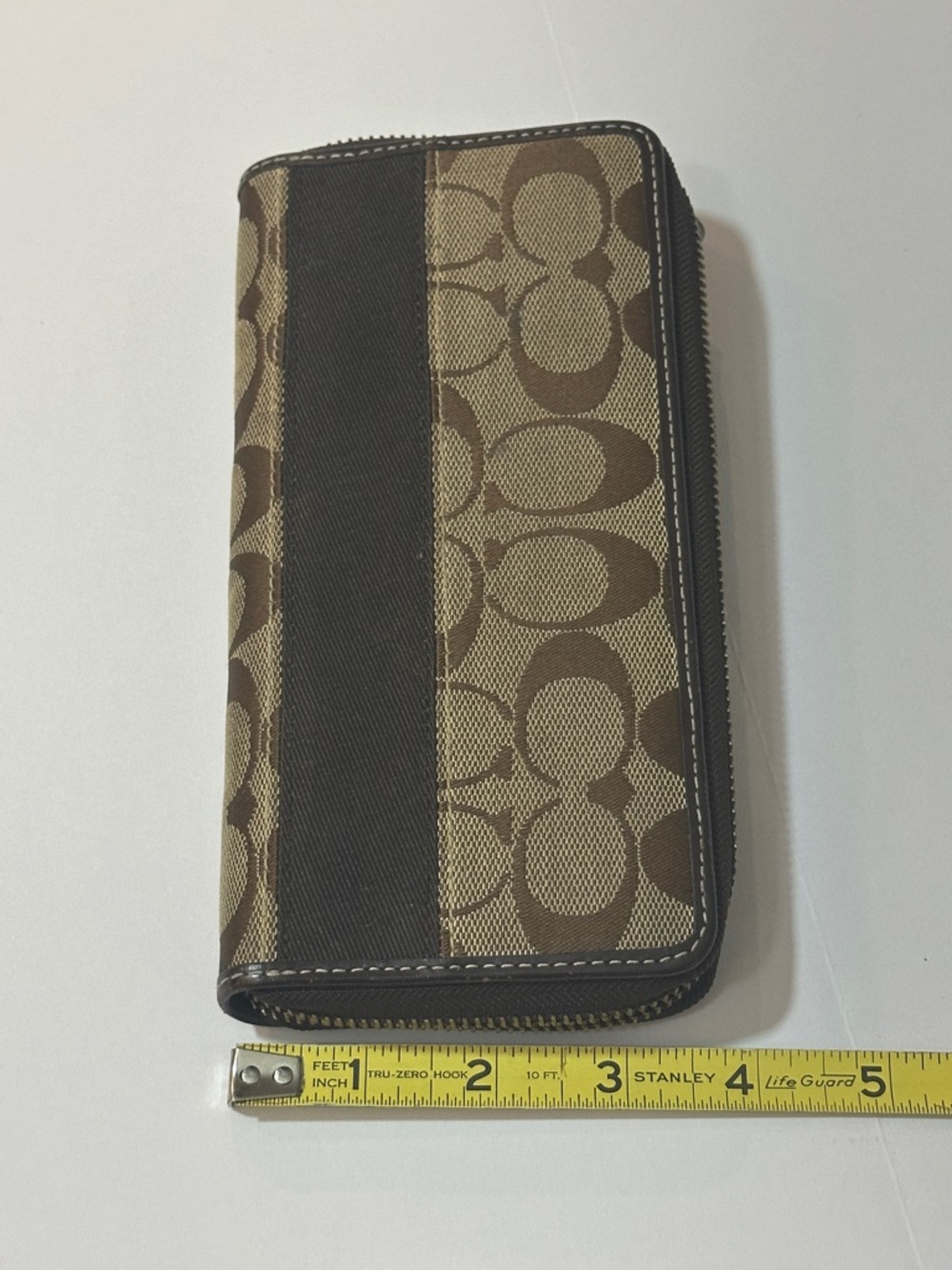Coach Vintage Y2K Signature Zip Around Wallet Brown Khaki Tan Canvas Leather - Picture 12 of 12